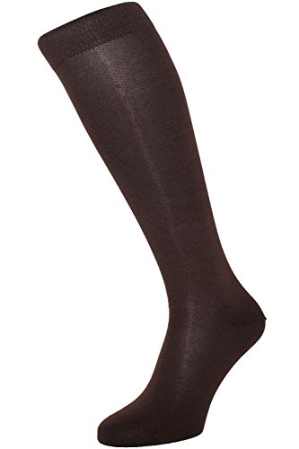 ALBERT KREUZ calcetines hasta la rodilla para hombre de algodón con interior de cachemir - varios colores - un par - Made in Germany marrón 39-41