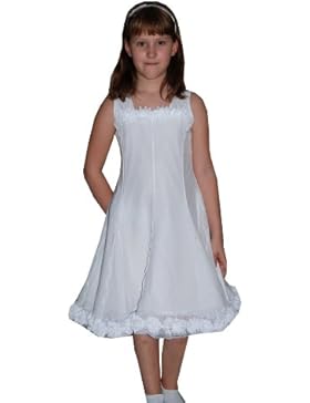 Monny, Edles Kommunionkleid aus Baumwolle mit Tüll und Blüten