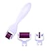 3 in 1 Micro Needle Derma Roller Kit with 3 Detachable Roller Heads(0.5mm/180 Needles, 1.0mm/600 Needles, 1.5mm/1200 Needles, Made of Medical Steel for Eyes, Face and Body) and 1 Handle - Wonderful for fine lines, acne marks, wrinkles, scars, stretch marks, cellulites, eye bags, dark spots, blemishes, saggy skin ,body and other skin problems - 100% Satisfaction Guarantee or Money Back- White Handle & Purple Roller