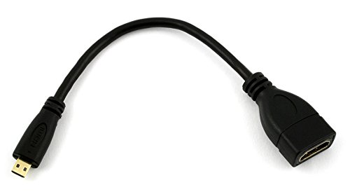 COM-FOUR® Micro HDMI Stecker auf HDMI Buchse Kabel Adapter gerade vergoldet schwarz (gerade)