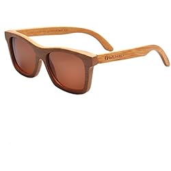 Iwood Handcrafted Moda de bambú carbonizado Marcos Marrón polarizado lente de las gafas de sol de madera