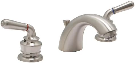 Huntington Brass 63451-72 8-Inch Wide Spread Two Handle Mid Arc Lavatory Faucet with Brass Pop-Up Drain Assembly, Brushed Nickel