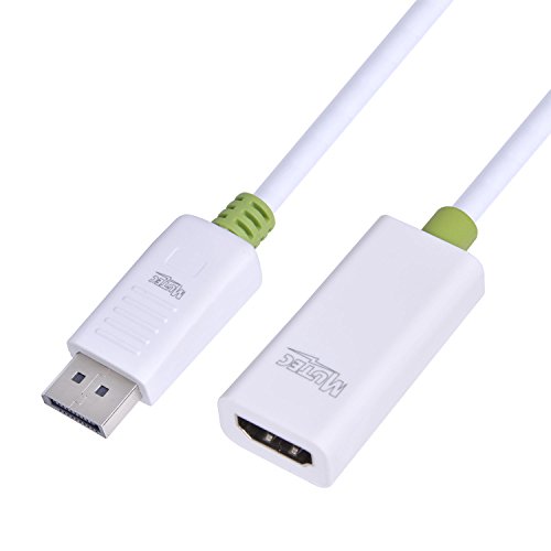 MutecPower 2 Stück Displayport (DP) auf HDMI Video Adapter Kabel Konverter – Männlich zu weiblich – 4K Ultra HD – mit 3 Kabelbinder – Stecker auf Buchse - 5