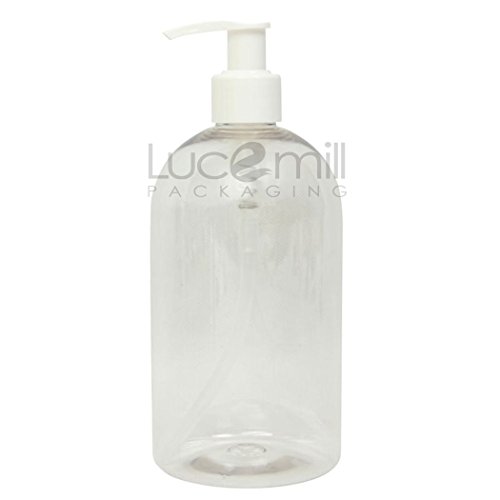5 x 500mL Clear PLASTIC PET BOTTLES w/ White Pump Dispenser Tops for Lotions/Cosmetics/Salons/Travel/Bath/Body/Shampoos
