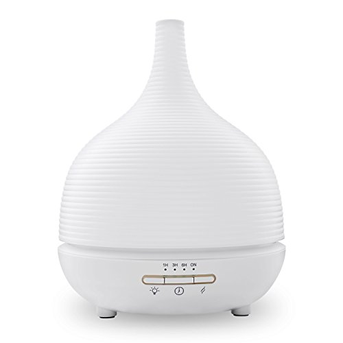 Aiho Humidificador 500ml Ultrasónico Difusor de Aceites Esenciales Aromaterapia 7-Color LED 4 Ajustes de Tiempo Para Yoga Spa Hogar Oficina Dormitorio Baño