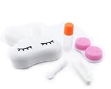 Cute Travel Contact Lens Case Kit Holder Mirror Box (White)