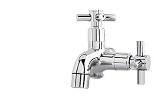 jagger 2 in 1 Crossa Bathroom Brass Chrome Finish Water Bib Cock Tap Bathroom Fittings Faucet with Flange and Teflon Tape