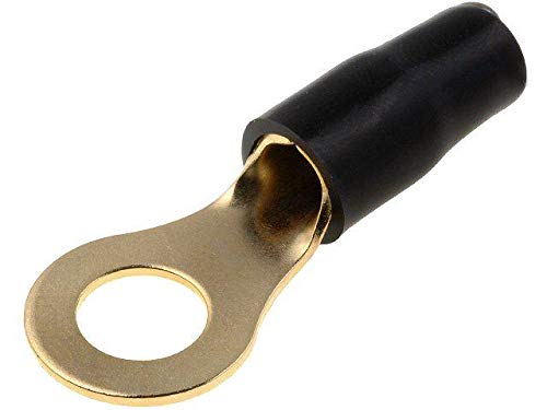 50x Connecteurs anneau M8 10mm2 - dore isole noir - ADNAuto