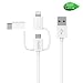 Produktbild Multi USB Ladekabel, FOXSUN 3.3ft/1m USB type C Kabel Micro USB Kabel [Apple MFi zertifiziert] Lightning Kabel 3 in 1 USB Ladekabel Adapter Stecker mit 8 Pin Lightning / Type C / Micro USB für iPhone 7, 6s, 6, 6 Plus, 5 / 5S / 5C, Galaxy S2, 3, 4, Nexus 6P , 5X und mehr Smartphones(Weiß)