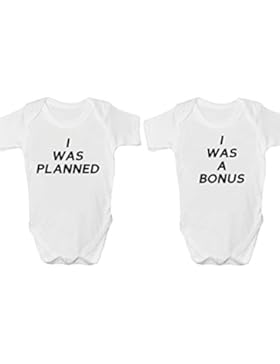 Bodsuits / Strampelanzüge „I Was Planned“ und „I Was A Bonus“, für Zwillinge