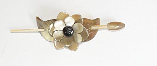 Handmade Hair Pin Barette Made From Water Buffalo Horn In A Trendy Flower Design ( Vietnamese tribal hair barette)