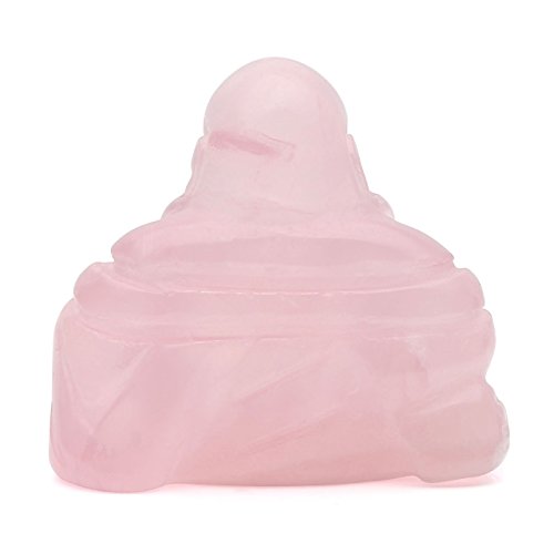 JOVIVI Dekoration Reiki Edelstein Kristall Maitreya Happy Buddha Figur Schutzengel Talisman Glücksbringer Feng Shui Energietherapie Deko (Rosenquarz) - 4