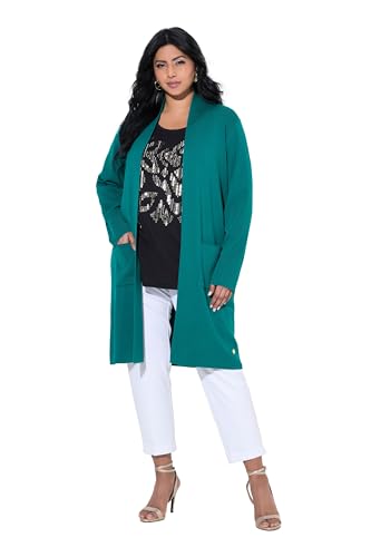 Ulla Popken Damen große Größen Übergrößen Plus Size Strickjacke, Lange, offene Form, weicher Feinstrick