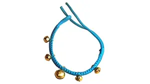 Premium Fancy Goph Patta with 5 Ghungaru for Cow, Horse,Goat,Sheep (Blue)