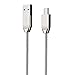 Produktbild PhoneStar USB A Ladekabel auf USB Typ C 3.1 - Aluminium Datenkabel mit flachem Anschluss [Special Edition] - für Google Chromebook Pixel, Nexus 5X, 6P, OnePlus 2, OnePlus 3, HTC 10 etc. - silber