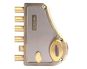 Europa Hexabolt Main Door Lock with 6 Locking Bolts H640 AB Antique Brass 3TONS Load