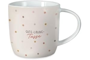 Grafik-Werkstatt Kaffeetasse mit Spruch 300 ml Porzellan Tasse Gute-Laune-Tasse, Beige