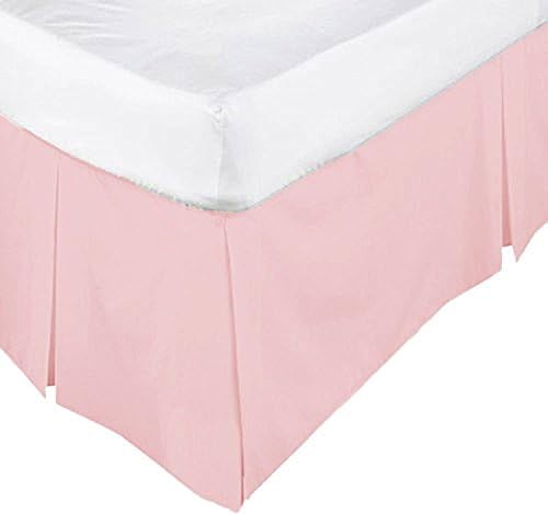 EGYPTO Polycotton Base Valance Bed Sheet, Pleated Styling - 16" EXTRA DEEP Valance (FIT OVER BASE) (Kingsize Bed Pleated Valance, Soft Pink)