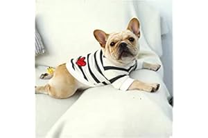 Smniao Haustier Hund Kleidung Bulldogge Schwarz Weiß Streifen Sweatshirt Welpen Kostüm Jacke für Kleine Hund Schlafanzug S bis XXL (L, Schwarz)
