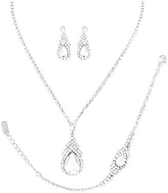 Jewellery Ant Hony Wedding Bridal Jewellery Set Necklace Earings Bracelet Crystal Clear Transparent