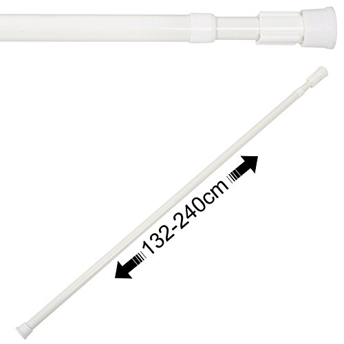 Woltu BZ4107ws Duschvorhangstange Teleskopstange Klemmstange, Edelstahl, Verstellbereich 112 - 200 cm, Weiß