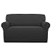Produktbild Greatime Baumwollstoff Stretch Sofabezug Sofaüberwurf Möbelschutz Couch Schild Weich Dick mit Gummiband und Schaumstreifen Haustier Kinder Hund Katze(2-Sitzer, Dunkelgrau)