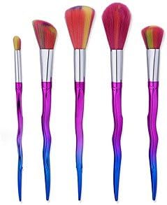 RY@ 5 Foundation Brush Nylon Matte Cute Full Coverage Aluminum Wood , red