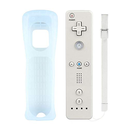 Mando a distancia Atopoo Wii, Mando a distancia de repuesto con funda de silicona y correa para la muñeca para Nintendo Wii y Wii U (Blanco)