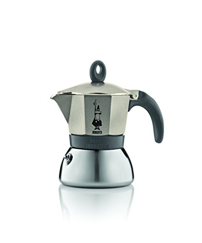 Bialetti 4823 Moka Induktion, 3 Tassen, Deluxeausführung des Klassikers, champagne