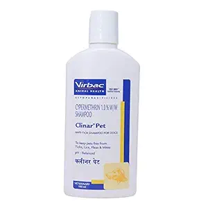 Virbac Clinar Pet Anti Tick Shampoo for Dogs-100ml by Jolly and Cutie Pets (Pack of 3)