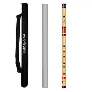 Deepa Musical Flute C Sharp Bansuri Medium (18.5 inches) Right-Handed Professionally Tuned Flute with Cover