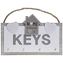 Alice's Collection - Porte-clés Mural en Bois avec Crochets - Décoration Moderne de la Maison - Rangement de clés - Rangement de clés pour Cuisine, Salon, Bureau - Dimensions : 20 x 18 x 2 cm