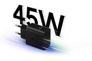 Samsung Chargeur USB C, Adaptateur Secteur 45W Ultra Rapide, USB C vers USB, Charge Rapide, Samsung Original, sans câble, Noir, Compatible S24, S25, A16, A17