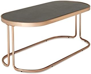 Morris Living Rose Gold Coffee Table With Stone Effect Top, Steampunk Modern Style - Evelyn