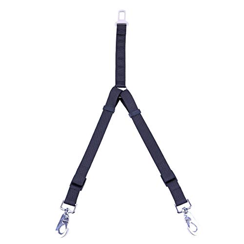 Segle Ceinture de sécurité pour Chien Double pour Voiture 2 Voies - Ne s'emmêlent Pas pour 2 Animaux de Compagnie - Harnais de Voiture réglable