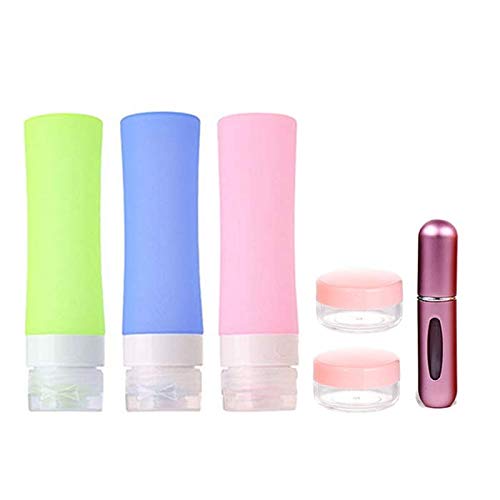 silicone Voyage Bouteille récipient de liquide, accessoires de voyage étanche Bouteille de parfum atomiseurs Tolietry Crème Flacon Souple sans BPA pour Shampoing, lotion, Après-shampoing 6pcs