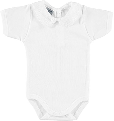 BABIDU 1181 Body m/c Cuello Bebe Pique Ropa de Bautizo, Blanco 1, 56 (Tamaño del Fabricante:1) Unisex bebé
