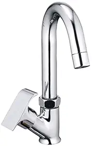 JAGGER Siya Swan Neck tap for Basin/Kitchen/wash Basin/Kitchen Sink/Bathroom with Foam Flow, Table/Deck-Mounted (Chrome Finished) Brass wash Basin taps for Kitchen with Free Flange and Teflon Tape