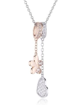 S. Oliver Damen-Kette mit Anhänger 925 Silber teilvergoldet Zirkonia weiß 4387