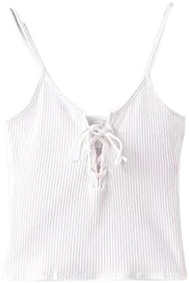 Bluestercool Women Knitted Crop Tops Casual Cotton Cami Tank Tops (S, White)