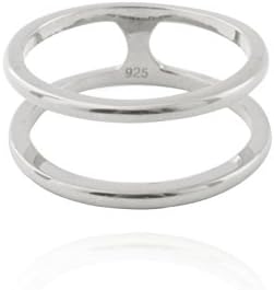 Sterling silver 925 double band cage bar stacking ring. Gift box