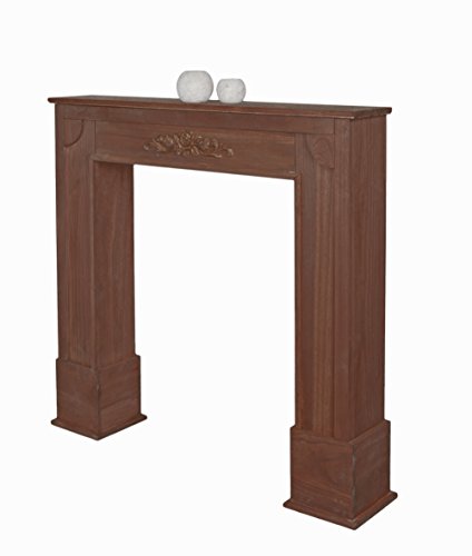 Deko Kamin Attrappe aus Holz Kaminkonsole Kaminumrandung Landhausstil in Braun