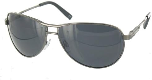 Mens Designer Fashion Polarized Sunglasses Shades with Free Hard Case - Black Lens and Silver Frame
