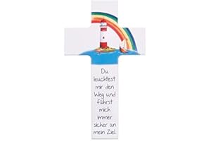 ‎FRITZ COX FRITZ COX® - Kinder- Holzkreuz: 'Du bist mein Leuchtturm' - tolles Präsent für Jungen & Mädchen (15cm, weiß)
