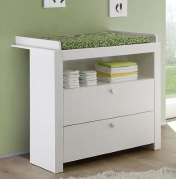 Preisvergleich Produktbild Beauty.Scouts Wickelkommode I "Schatzi", Babyzimmer, Kinderzimmer, Jugendzimmer, Kommode, Wickelplatte, grosse Wickelfläche, Absturzsicherung, Weiss, Schubkästen, offenes Fach, MDF, GS geprüft, 96x111x69cm