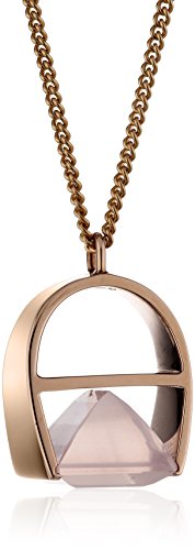 kattri 18 ct Rose Gold und Rose Quarz Halskette Parabel Länge 32,6 cm