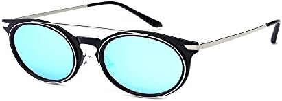 DUBI New ladies 'sunglasses, round, polarized lenses, UV protection (black, Ice blue)
