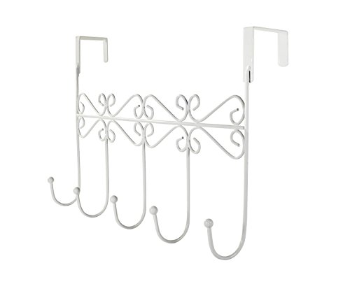 Viemode Über Der Tür Eisen 5 Haken Türhängeleiste für Tasche,Kleidung, Mäntel, Hüte, Roben, Handtücher (Weiß)