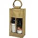 Price comparison product image Pack of 5 x Jute Hessian Wine / Spirits 2 Bottle Gift Bags 36 x 20 x 10cm, with windows & cane handles