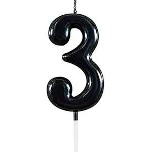 Black Number 3 Birthday Candles 3rd Third Year Bady Roman Numberal Cool Cake Cupcake Decoration Happy Candle Kids Men No 30 31 32 33 34 35 36 37 38 39